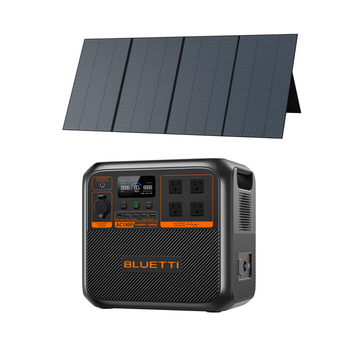 Bluetti AC180P Solar Ready Power Station + QTY 1 OF 350W ETFE PV Solar Panel
