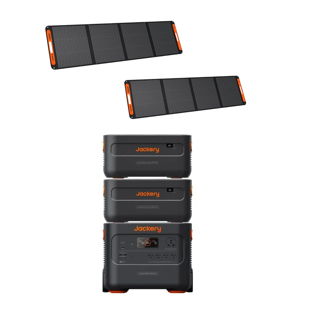 Jackery Explorer 2000 Plus + Qty 2 E2000Plus Battery + Qty 2 of 200W Solar Panel