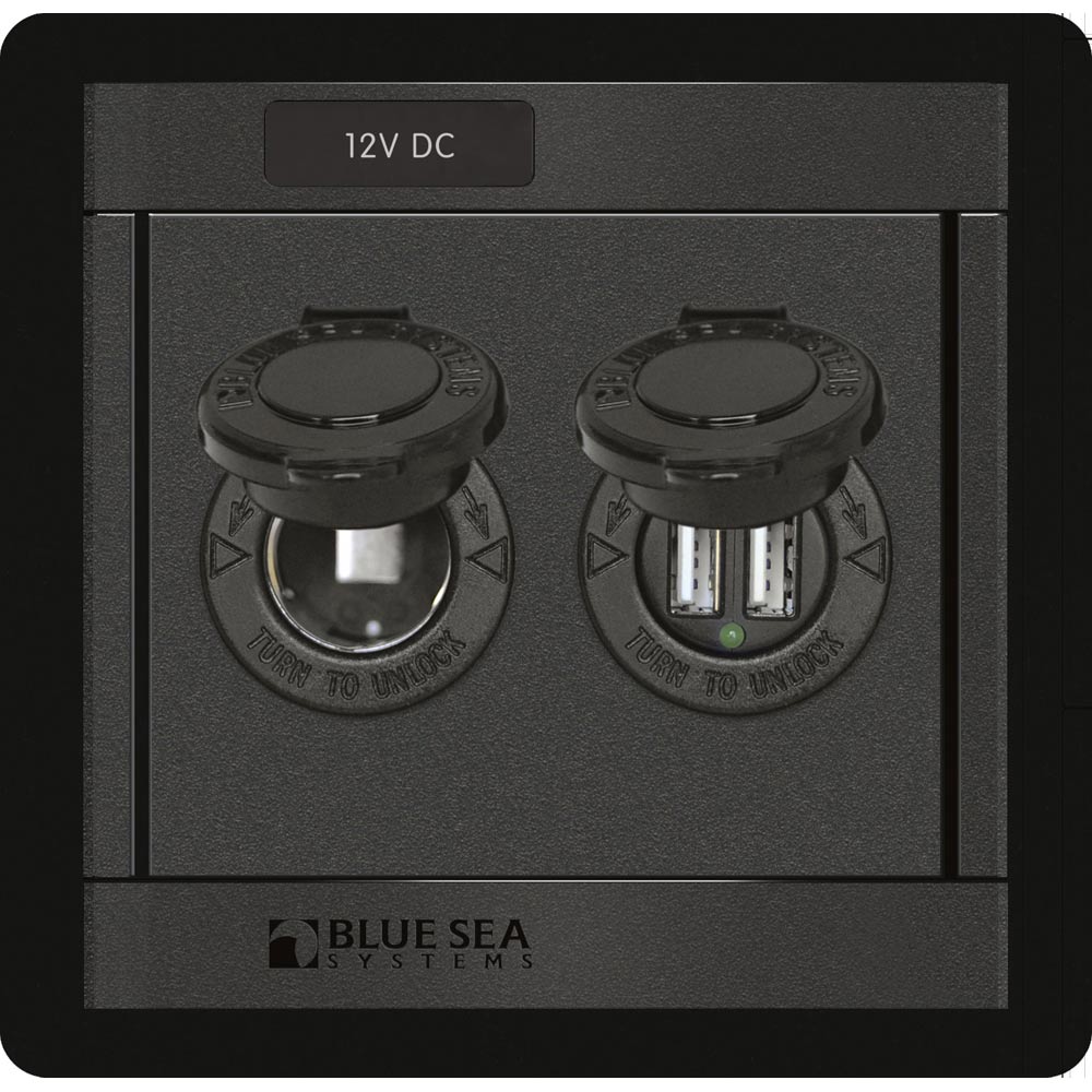 Blue Sea 1478 360 Panel - 12V DC Socket &amp; Dual USB Charger