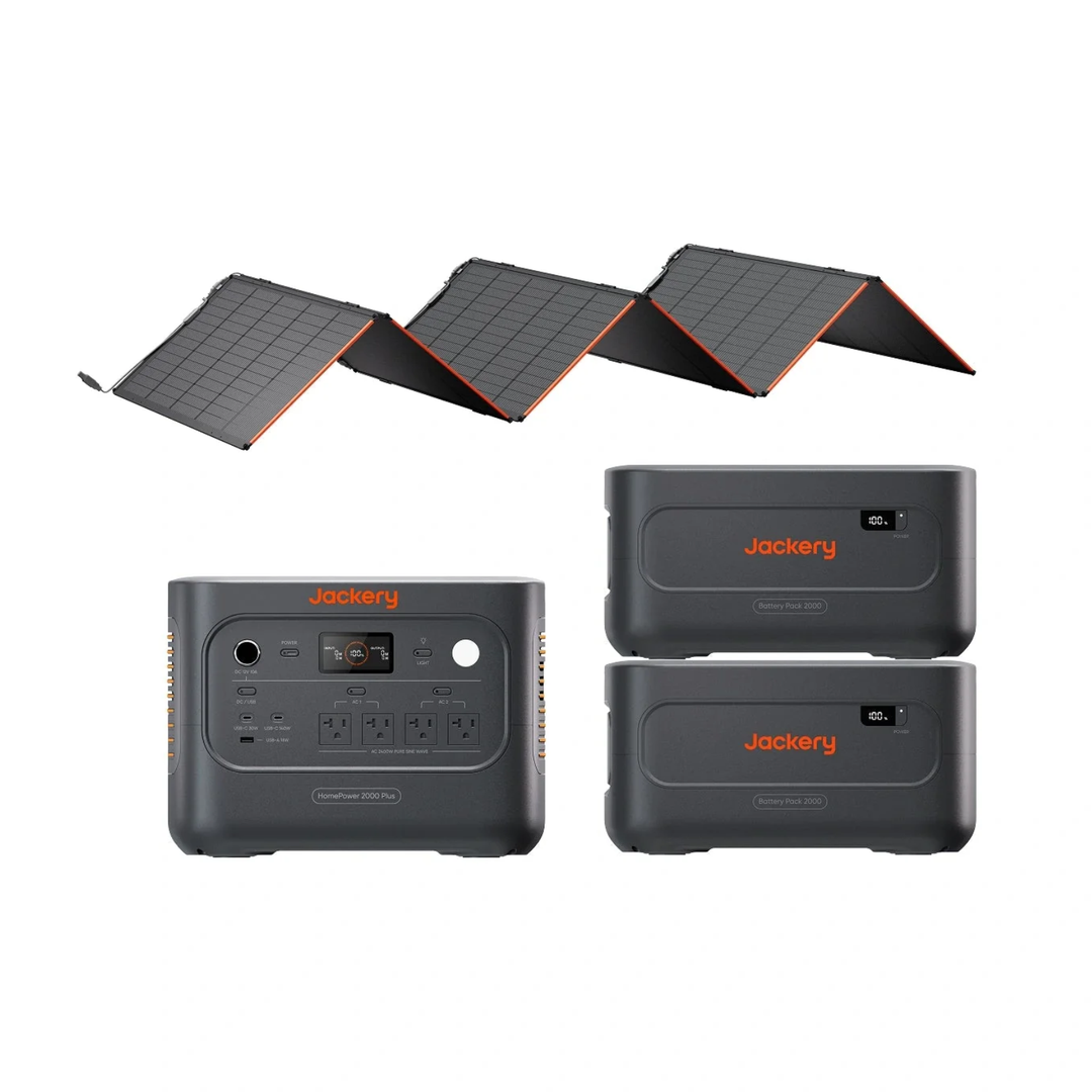 Jackery HomePower 2000 Plus v2 + QTY 2 Battery 2000 Plus v2 + SolarSaga 500X