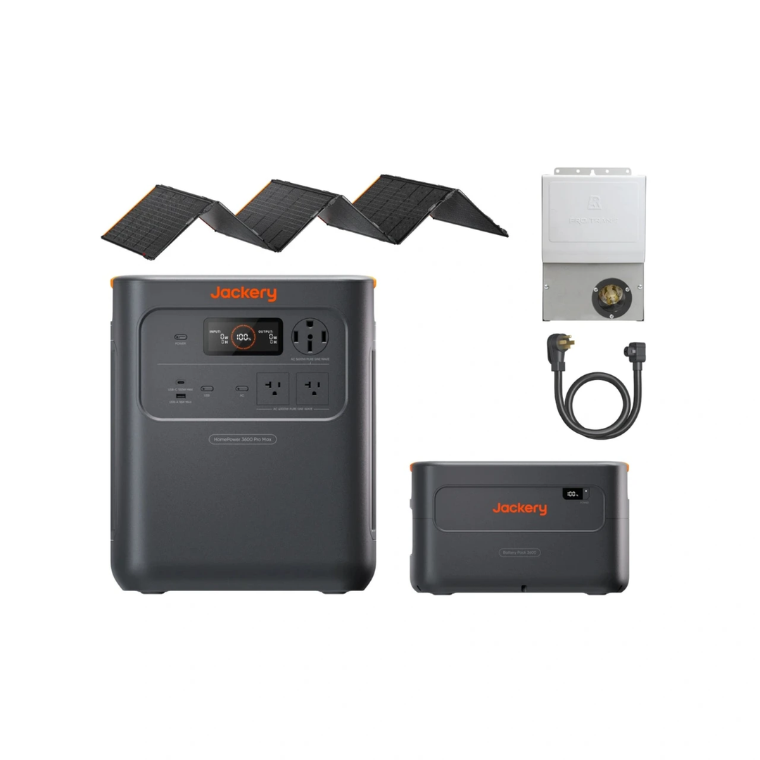 Jackery HP 3600 Pro Max + Battery + SolarSaga 500 X + MTS + 40A Charging Cable