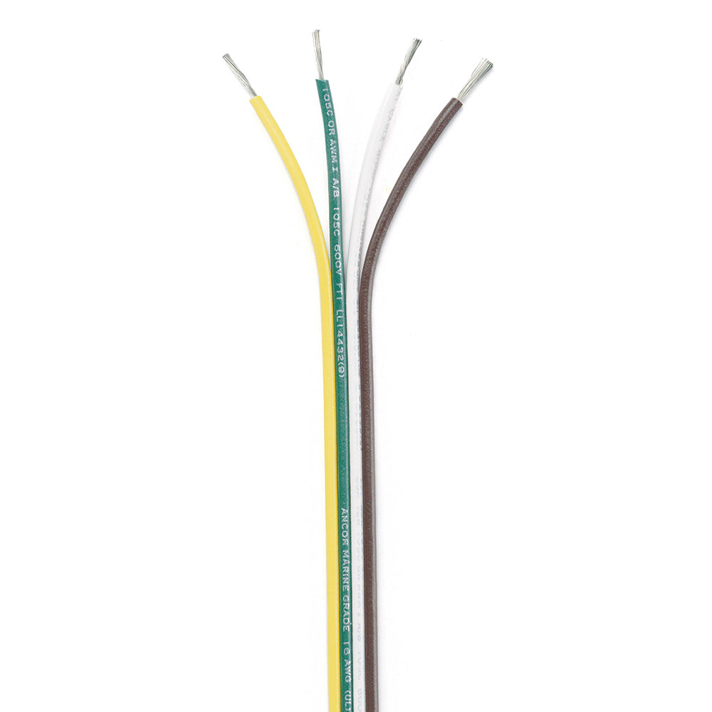 Ancor Ribbon Bonded Cable - 16/4 AWG - Brown/Green/White/Yellow - Flat - 100&