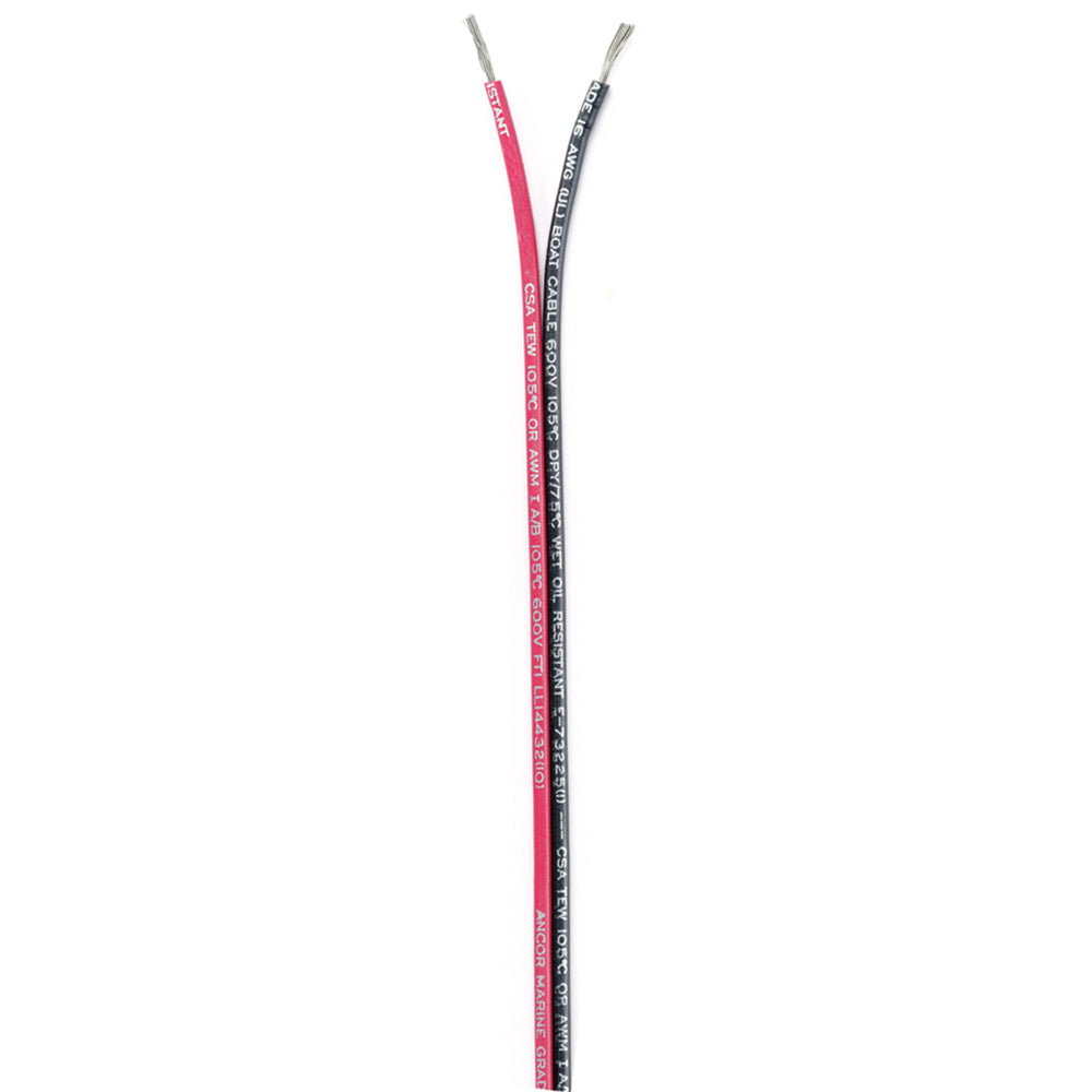 Ancor Ribbon Bonded Cable - 16/2 AWG - Red/Black - Flat - 100&