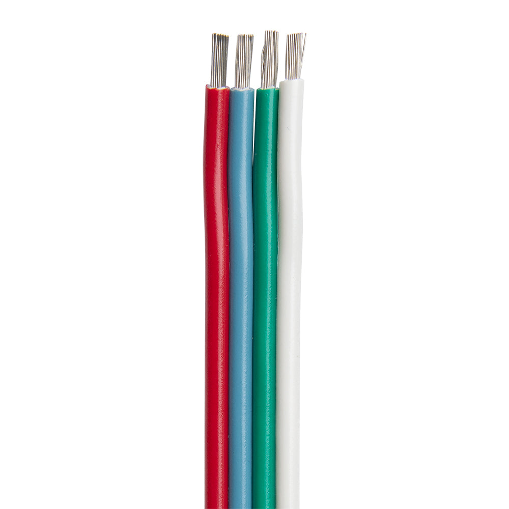 Ancor Flat Ribbon Bonded RGB Cable 16/4 AWG - Red, Light Blue, Green &amp; White - 100&