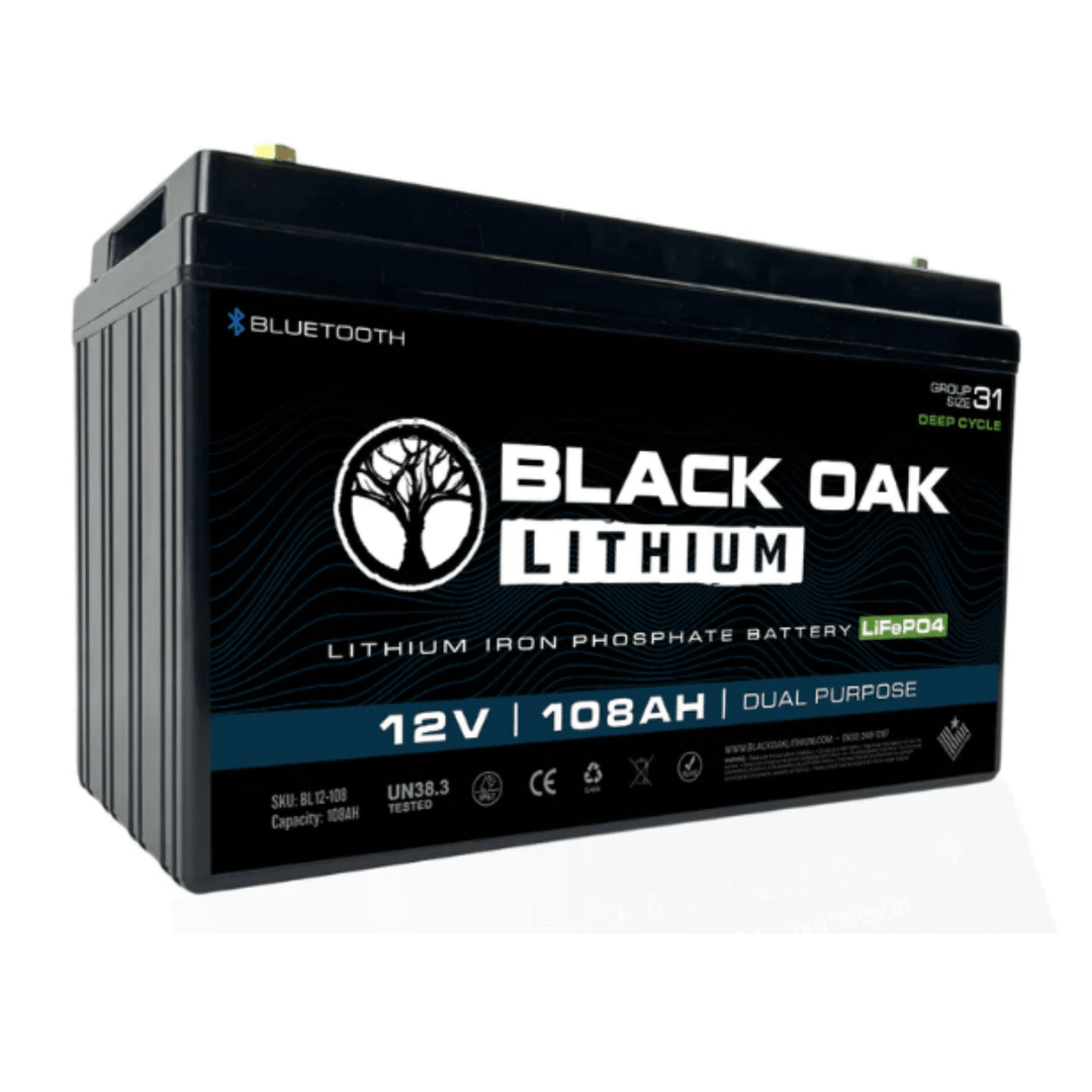 Black Oak LED 12V Lithium Battery 108AH Dual Purpose Power - POWER FIT SHOP — Powering Preparedness, Health &amp; Home
