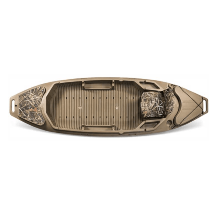 Beavertail Stealth 2000 Marsh Brown kayak by Meyer, 12ft durable waterfowl kayak designed for fishing on calm waters.