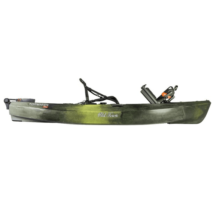 Meyer Old Town Topwater 106 PDL sit-on-top fishing kayak with pedal drive, 10 ft 6 in, in First Light color, for recreational fishing.