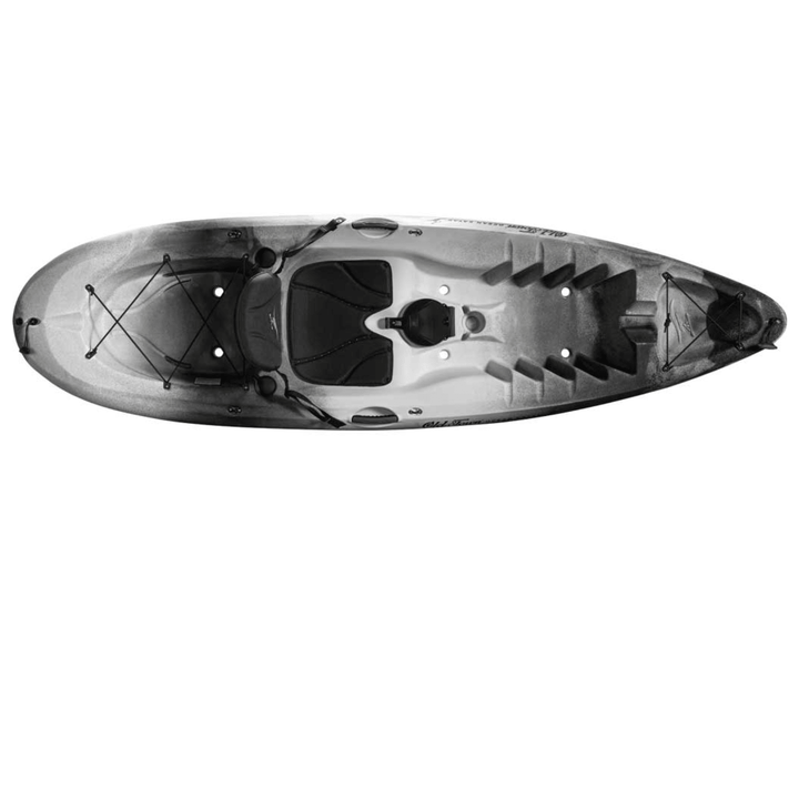 Meyer Ocean Kayak Malibu 9 ft 5 in sit-on-top recreational kayak in cinder color with adjustable seat and paddle.