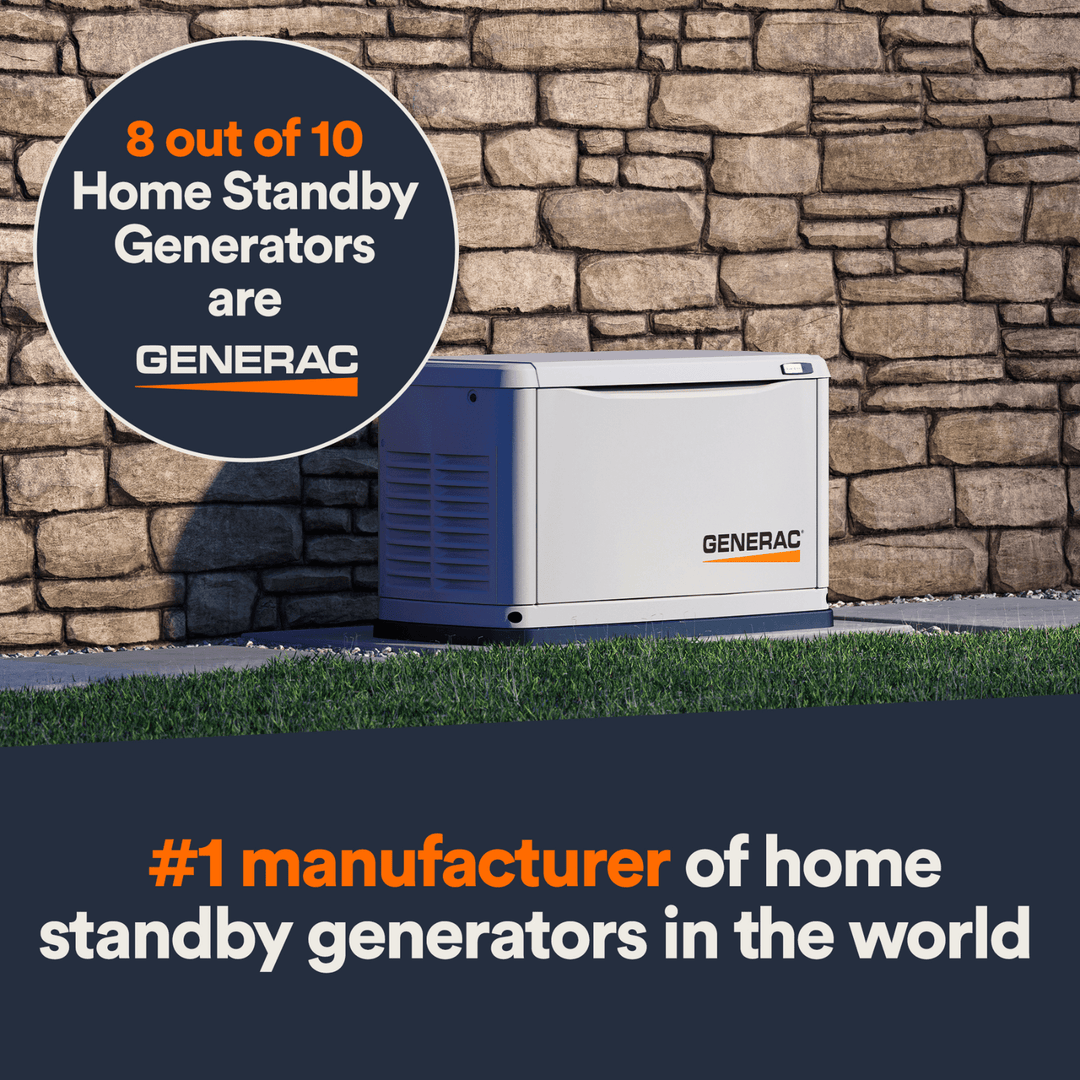 Meyer Generac Guardian 26kW standby generator with 200A transfer switch for LP and NG fuel in a residential setting