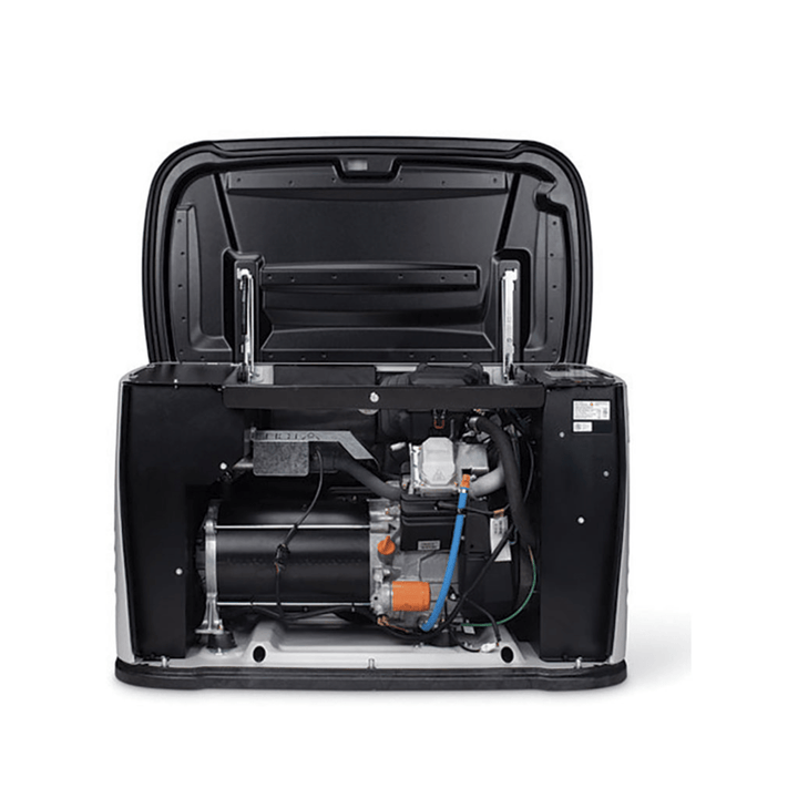 Meyer Generac Guardian 24kW home standby generator with 200A transfer switch, showing the generator unit and transfer switch controls.