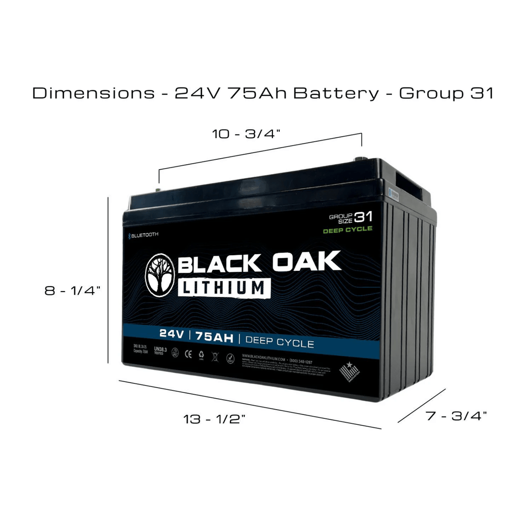 Black Oak 24V Lithium Deep Cycle 75Ah Trolling Motor Battery - POWER FIT SHOP — Powering Preparedness, Health &amp; Home