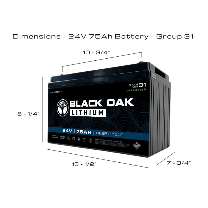 Black Oak 24V Lithium Deep Cycle 75Ah Trolling Motor Battery - POWER FIT SHOP — Powering Preparedness, Health &amp; Home