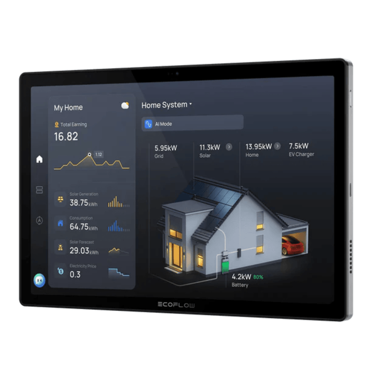 EcoFlow PowerInsight 2 home energy monitor with 11-inch touchscreen displaying energy usage and AI control features.
