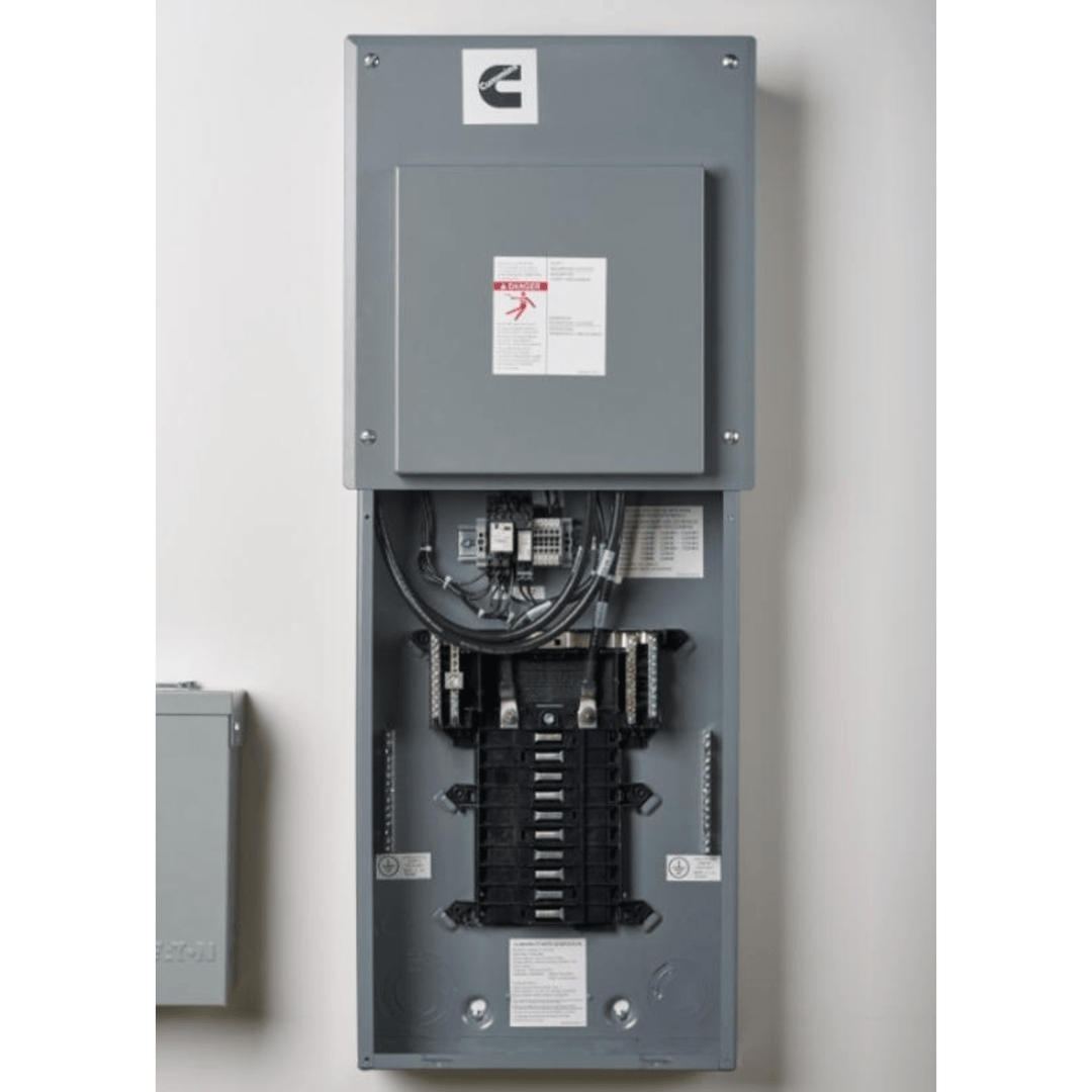 Meyer Cummins Onan 100 Amp RA Series transfer switch for generator load center, with visible control panel and connection ports.
