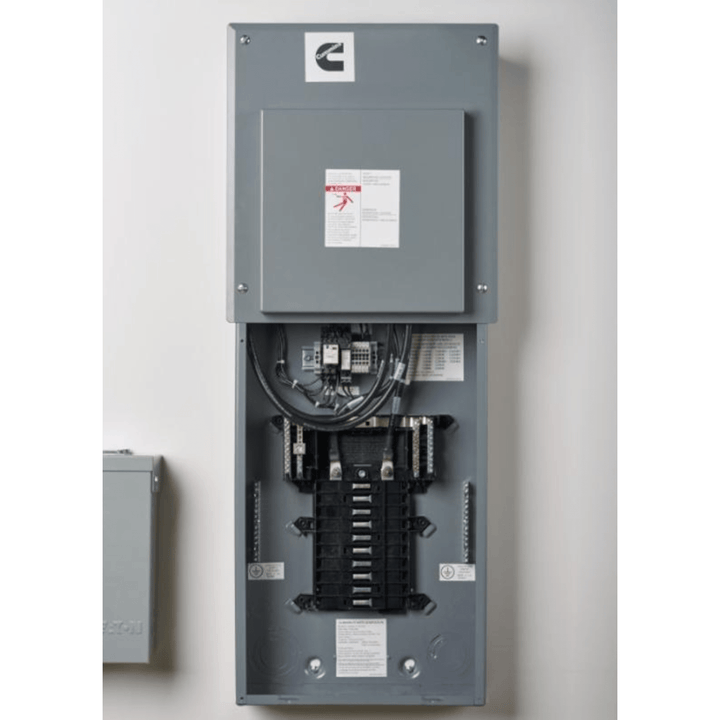 Meyer Cummins Onan 100 Amp RA Series transfer switch for generator load center, with visible control panel and connection ports.
