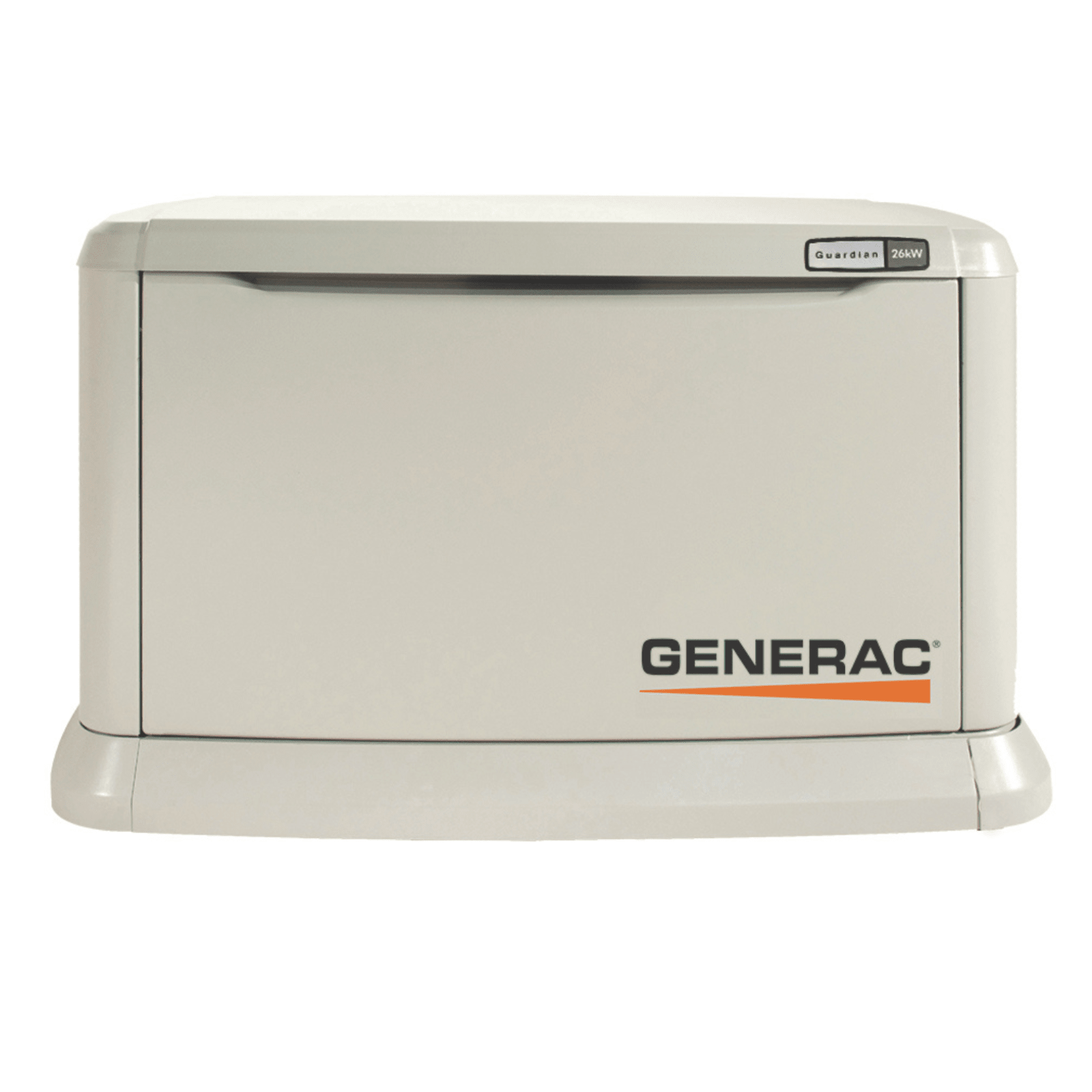 Meyer Generac Guardian 26kW standby generator with 200A transfer switch, installed outdoors with control panel and power connections.