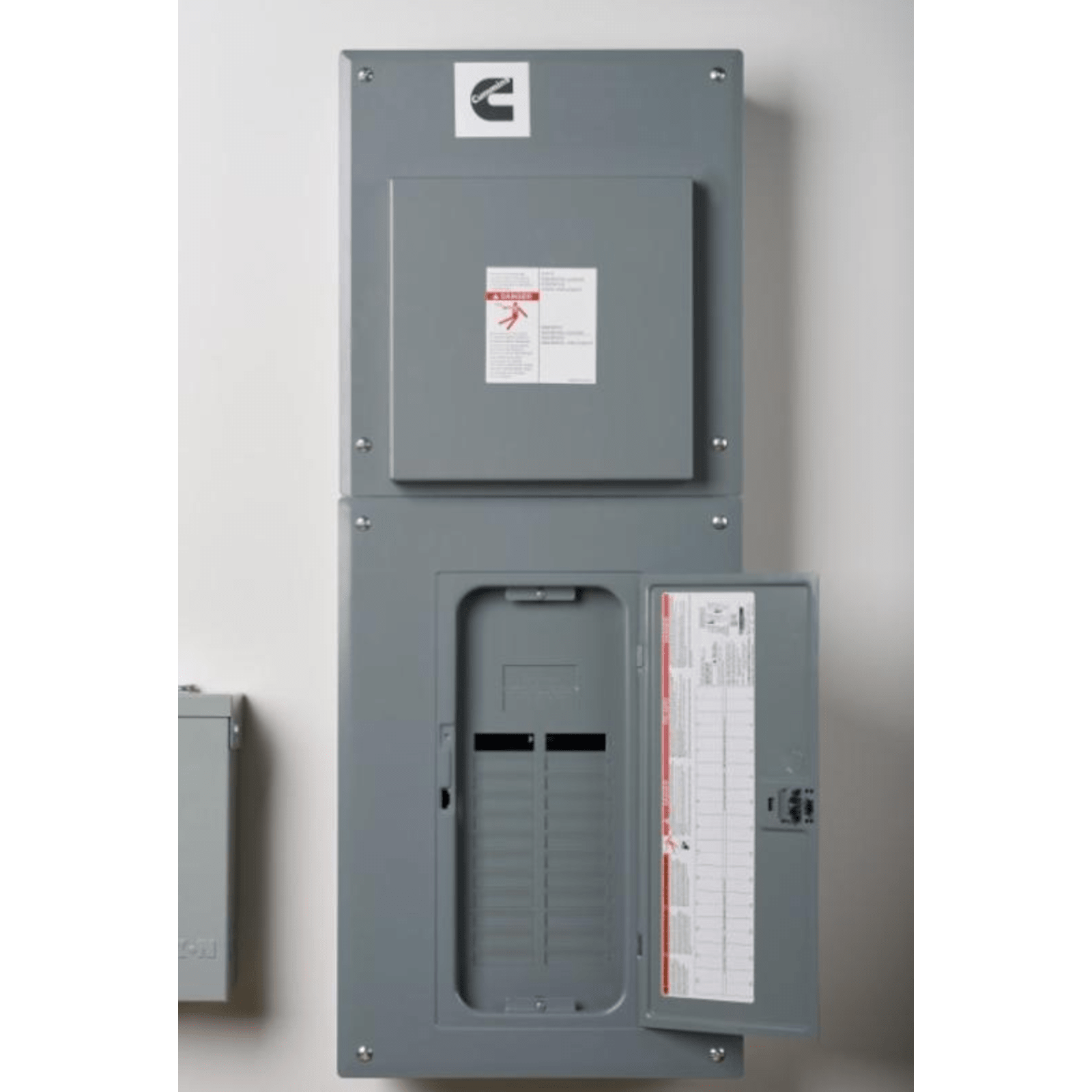 Meyer Cummins Onan 100 Amp RA Series transfer switch for generator load management, shown with electrical connections and controls.