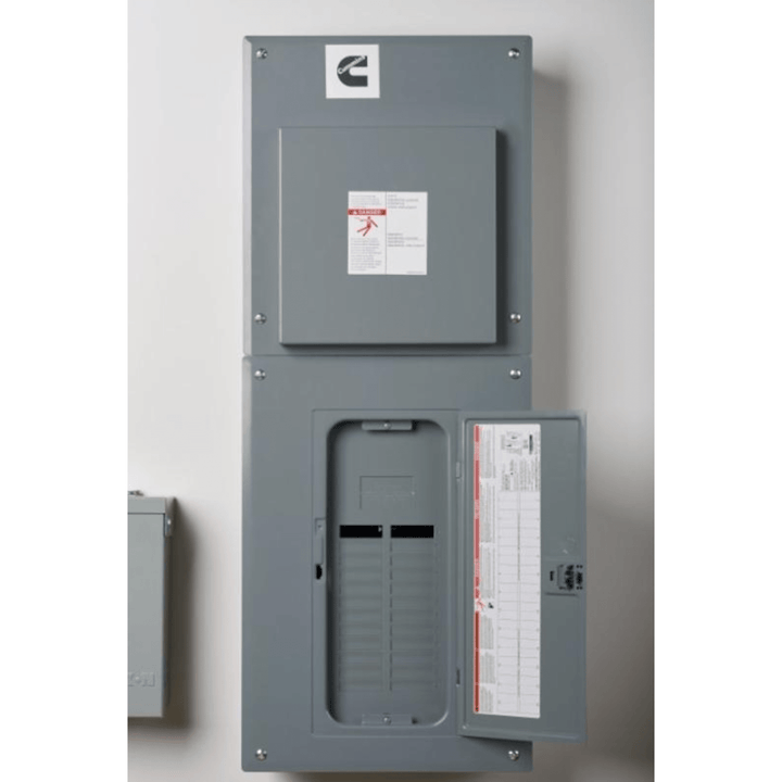 Meyer Cummins Onan 100 Amp RA Series transfer switch for generator load management, shown with electrical connections and controls.