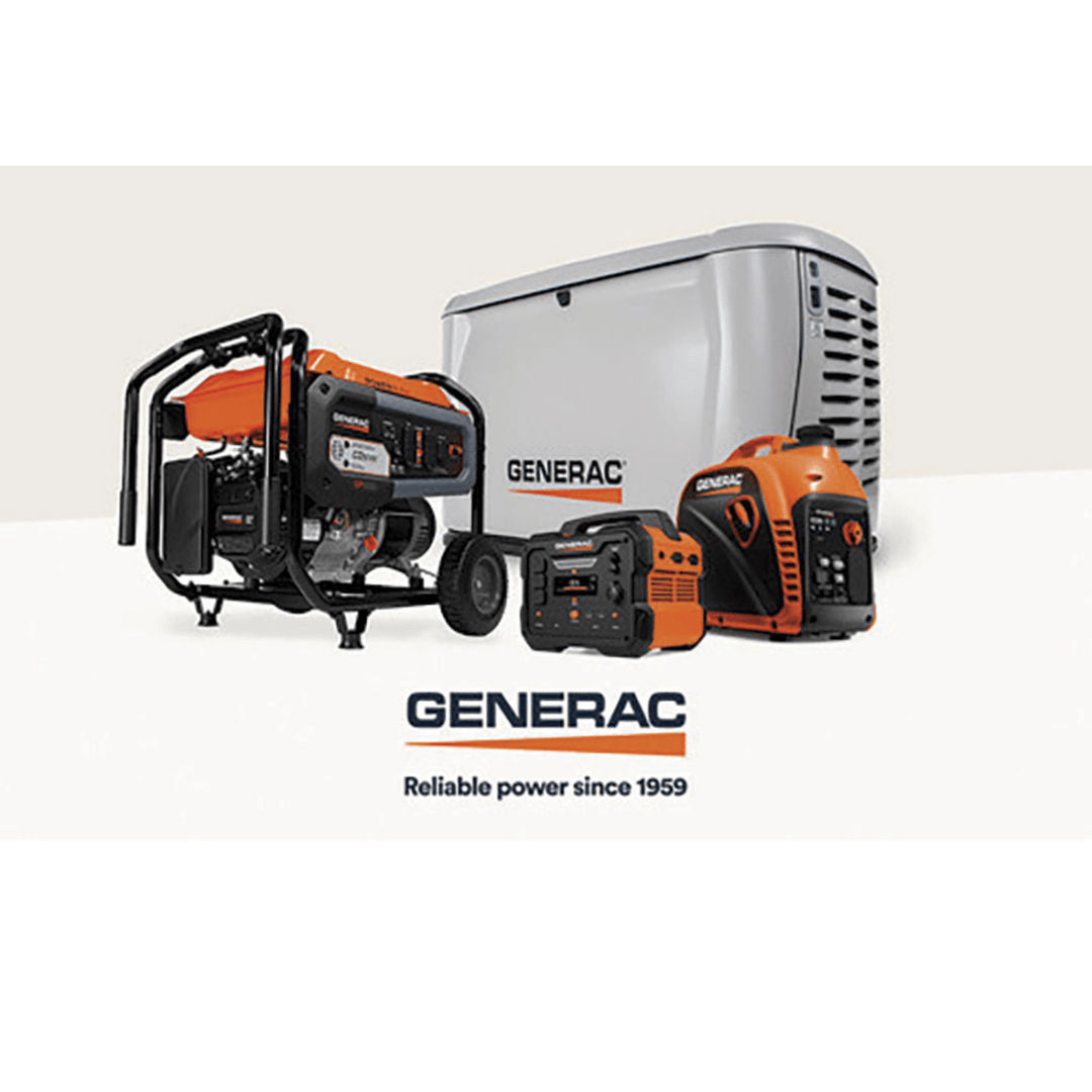 Meyer Generac Guardian 24kW home standby generator with 200A transfer switch for whole house backup power, installed outdoors.
