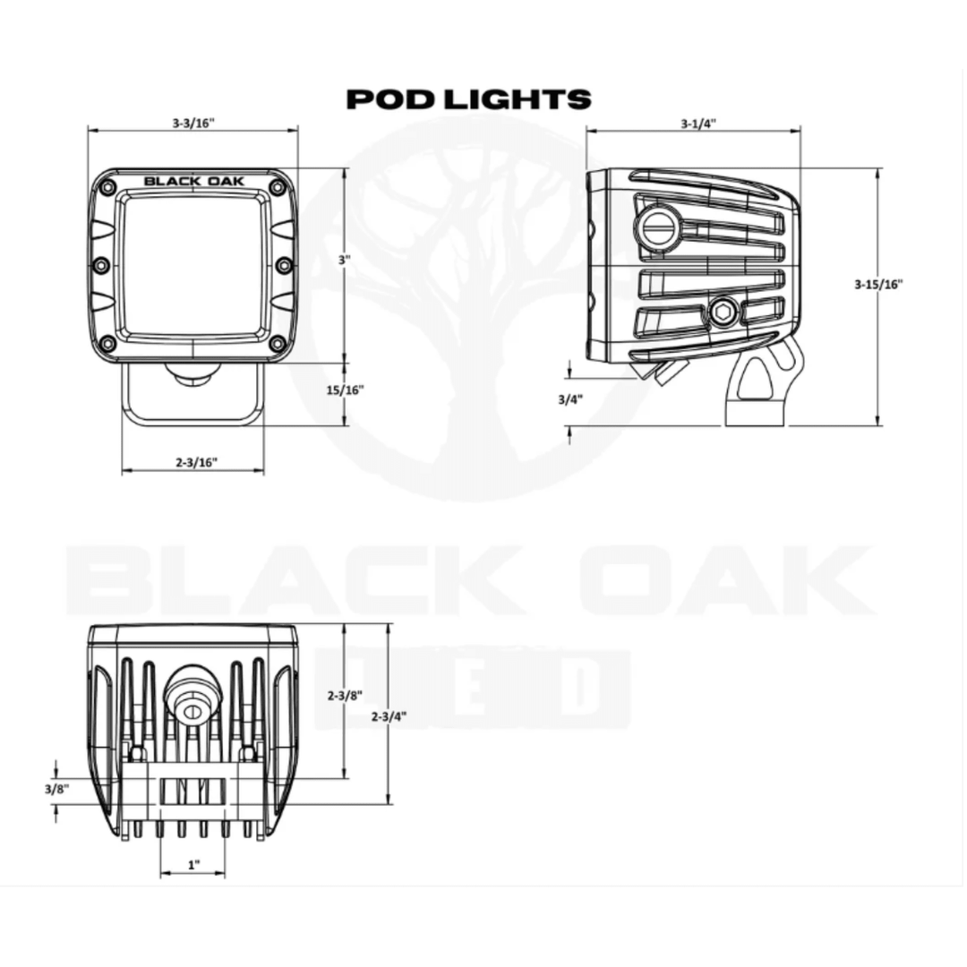 Black Oak LED 2in GoPOD Light Bar 10W Spot Beam Black Housing Clamp Mount - POWER FIT SHOP — Powering Preparedness, Health &amp; Home