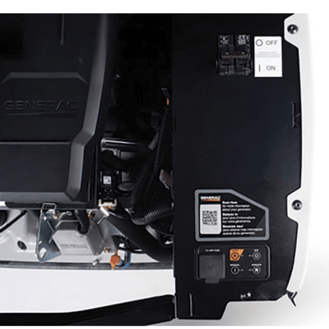Meyer Generac Guardian 24kW home standby generator with 200A transfer switch, installed outdoors for whole house backup power.