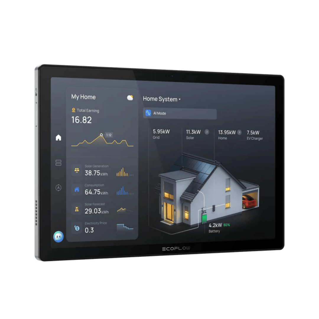EcoFlow PowerInsight 2 smart energy monitor with 11-inch touch screen displaying energy usage and AI control features.