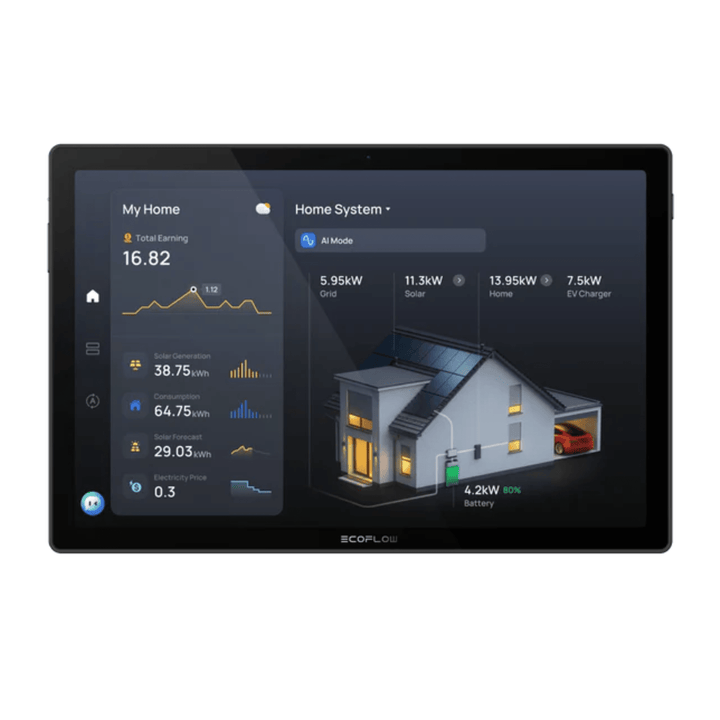 EcoFlow PowerInsight 2 smart energy monitor with 11-inch touchscreen displaying energy data and AI control interface.