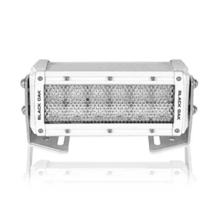 Black Oak LED 6in Double Row Light Bar 5W Diffused Beam White Housing Straight - POWER FIT SHOP — Powering Preparedness, Health &amp; Home