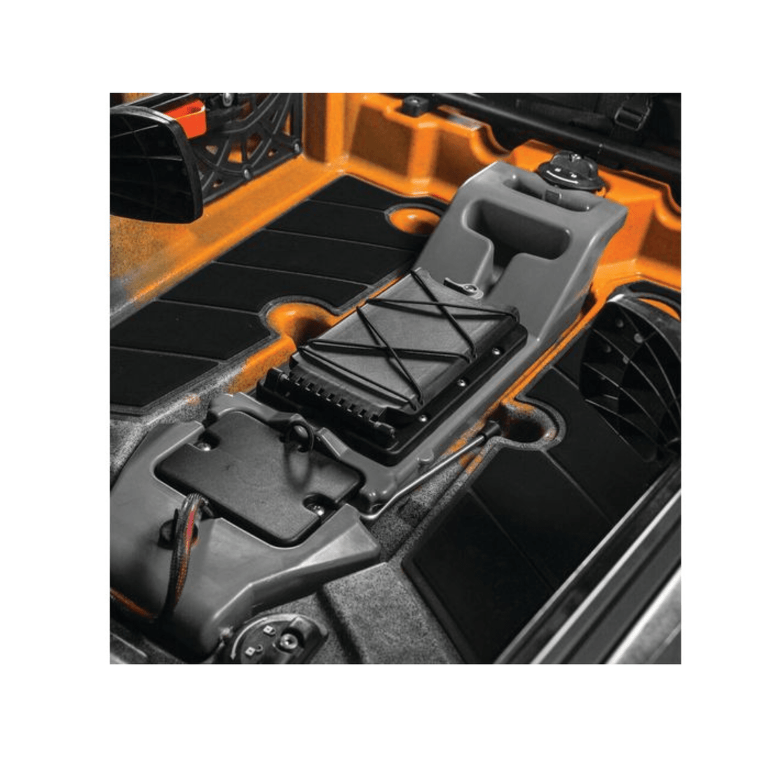 Meyer Old Town Sportsman 10 ft 6 in motorized kayak in ember camo with sit-on-top design, featuring fishing accessories and paddle.