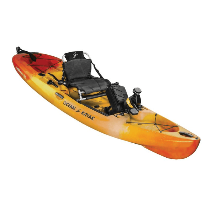 Meyer Old Town Ocean Kayak Malibu PDL 12ft Sunrise sit-on-top fishing kayak with pedal drive for recreation.