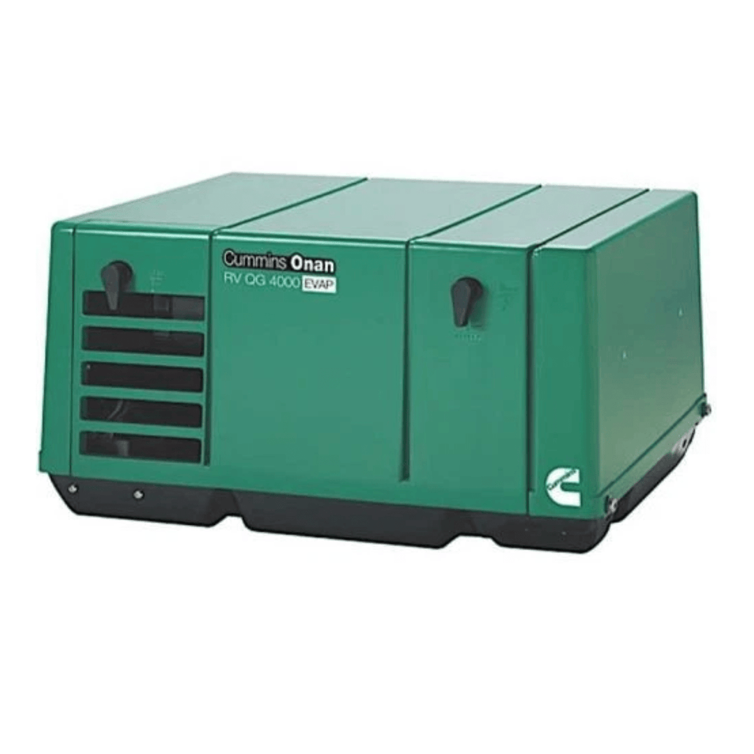Meyer Cummins Onan 2.5HGLAA-8310 2.5KW LP RV generator with control panel and exhaust system, single-phase power source.