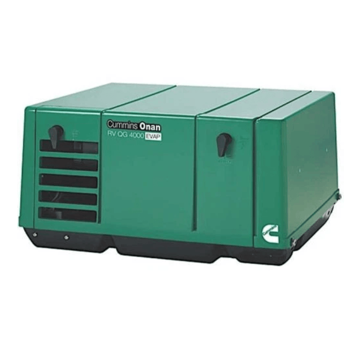 Meyer Cummins Onan 2.5HGLAA-8310 2.5KW LP RV generator with control panel and exhaust system, single-phase power source.