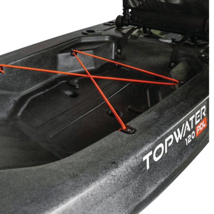 Meyer Old Town Topwater 12 ft PDL pedal kayak, sit-on-top fishing kayak with First Light design, suitable for recreational paddling.