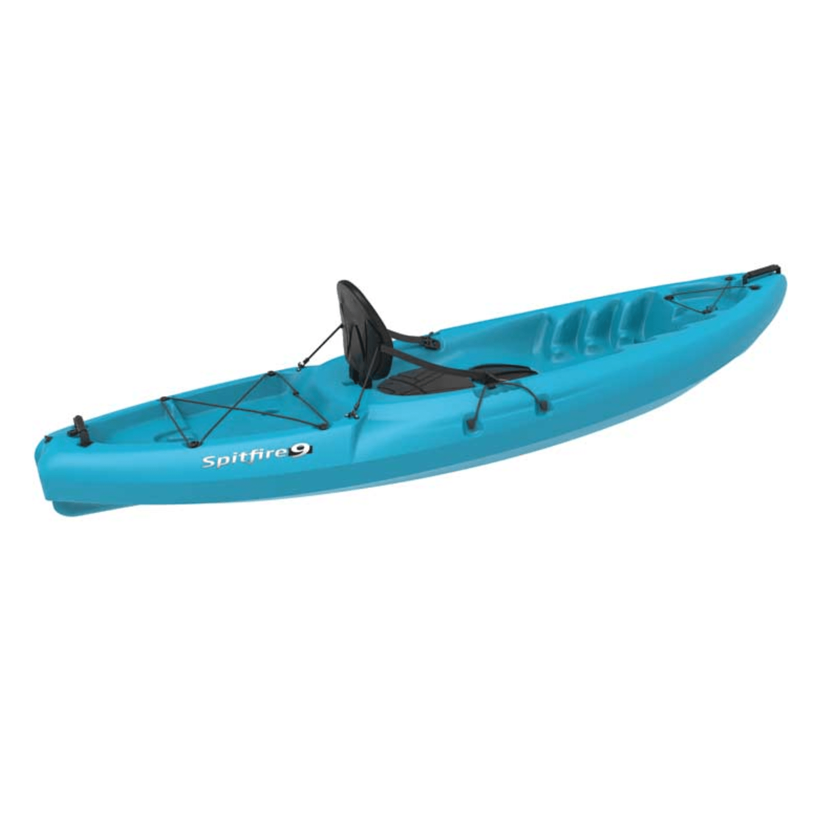 Durable blue Lifetime Emotion Spitfire 9 ft sit-on-top kayak with HDPE hull, designed for waterfowl and outdoor water adventures.