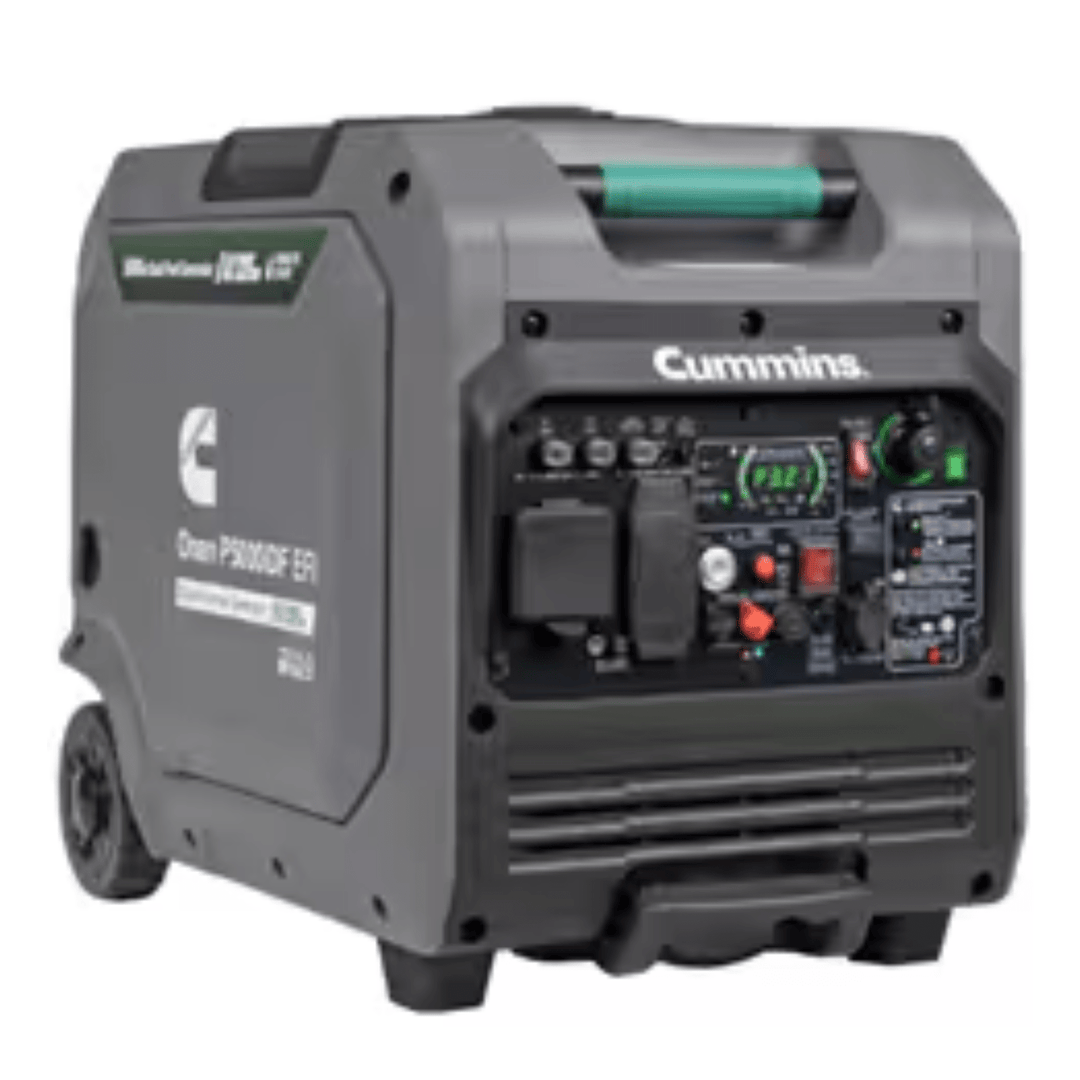 Meyer Cummins 5000 Watt dual fuel portable inverter generator for RV camping and outdoor power supply.
