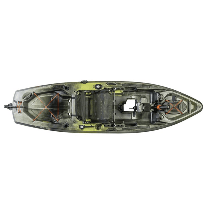 Old Town Topwater 106 PDL fishing kayak by Meyer, featuring a 10 ft 6 in sit-on-top design with pedal propulsion for recreation.