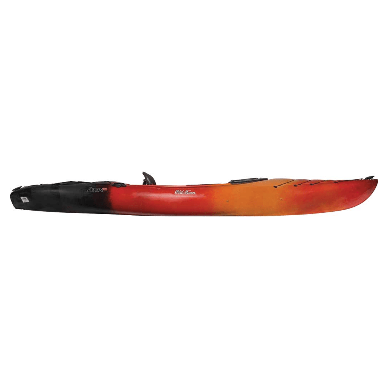 Meyer Old Town Loon 12 ft 6 in orange sit-inside recreation kayak with paddle, designed for outdoor water adventures.