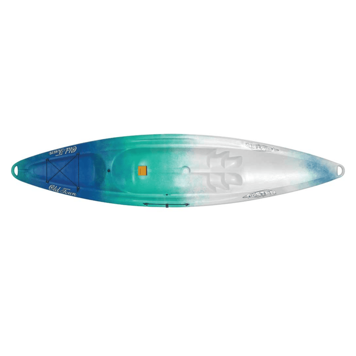 Blue Meyer Old Town Twister sit-on-top recreational kayak, 11 ft 3 in, designed for outdoor water paddling activities.