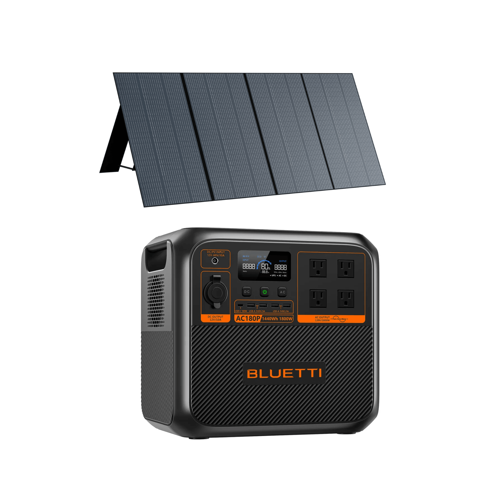BLUETTI AC180P Solar Ready Power Station + QTY 1 OF 350W ETFE PV Solar Panel - POWER FIT SHOP — Powering Preparedness, Health & Home