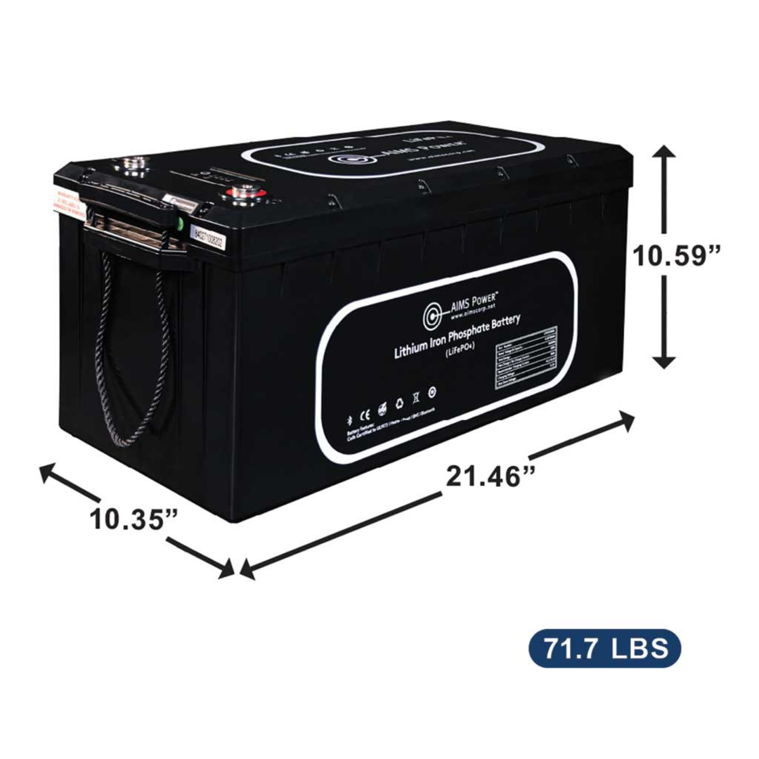 AIMS Power 12V 300Ah Lithium Battery Bluetooth Heater Wake Up Long Life