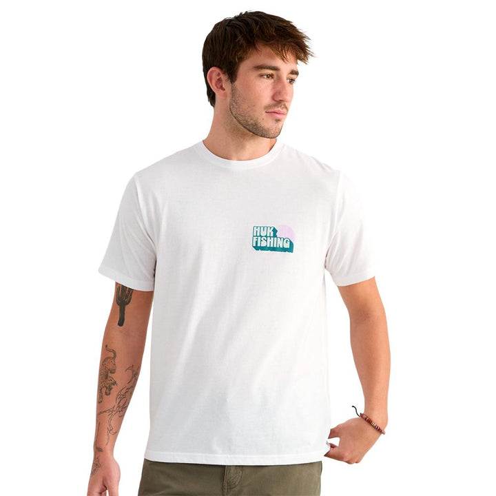Huk Bait N Fetch Short Sleeve Tee White L Cotton Blend Comfortable Wear