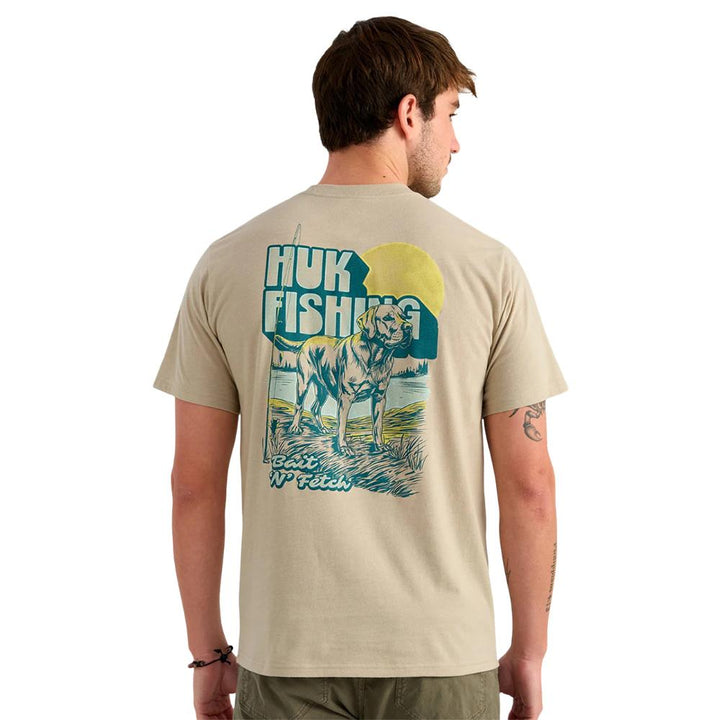 Huk Bait N Fetch Short Sleeve Tee River Rock Heather XL Cotton Blend Comfort