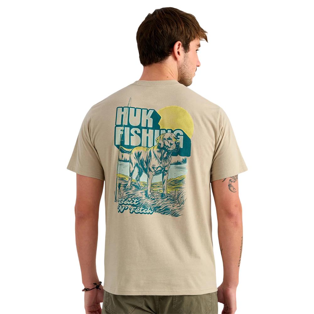 Huk Bait N Fetch Short Sleeve Tee River Rock Heather 2XL Cotton Blend Comfort
