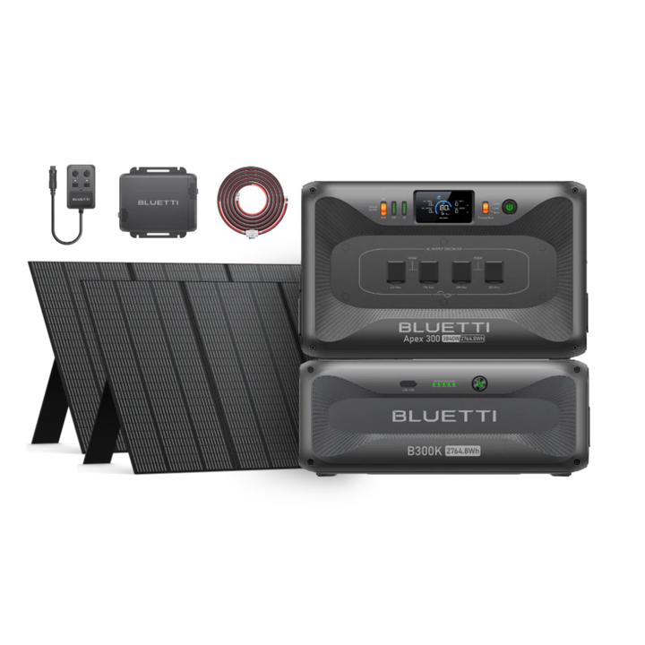 BLUETTI Apex 300 + B300K + Charger 1 + Hub D1 + QTY 2 of 350W Solar Panels