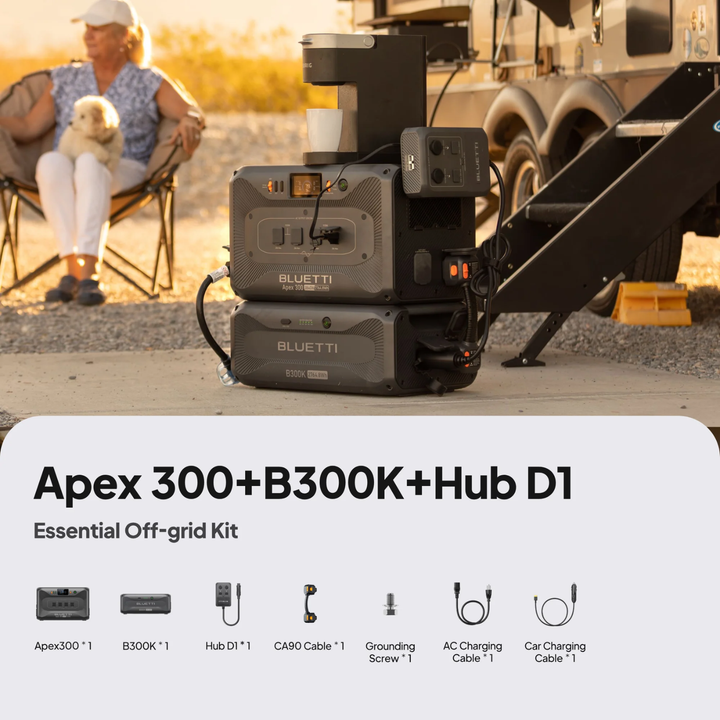 BLUETTI Apex 300 Power Station 5529.6Wh + B300K Battery + Power Hub D1