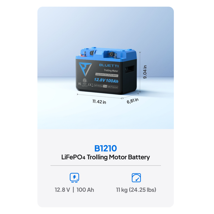 Bluetti B1210 12.8V 100Ah LiFePO4 IP65 Battery RV Boat Off Grid Power - POWER FIT SHOP — Powering Preparedness, Health &amp; Home