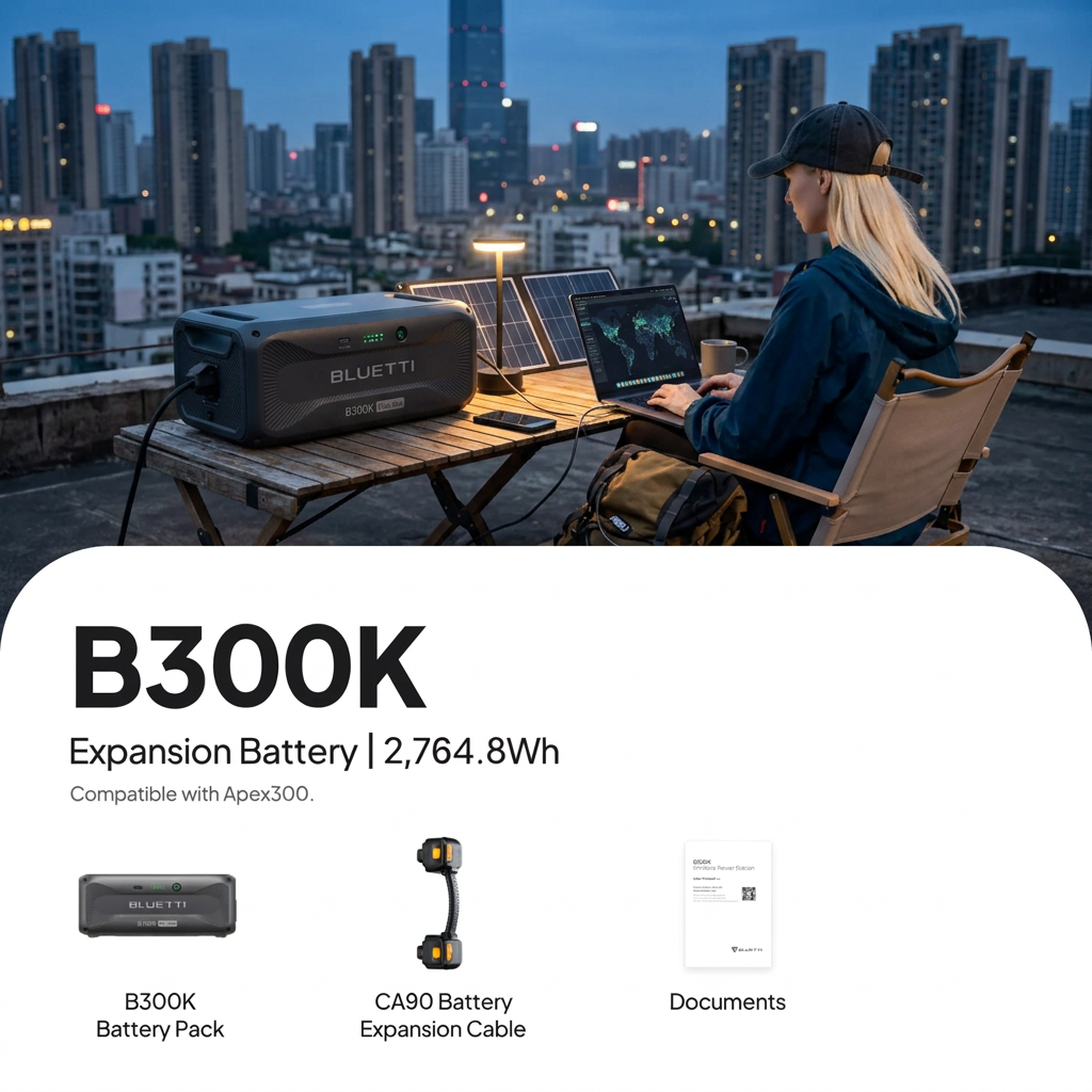 Bluetti Apex 300 Power Station + B300K Battery + QTY 2 OF 350W Solar Panels