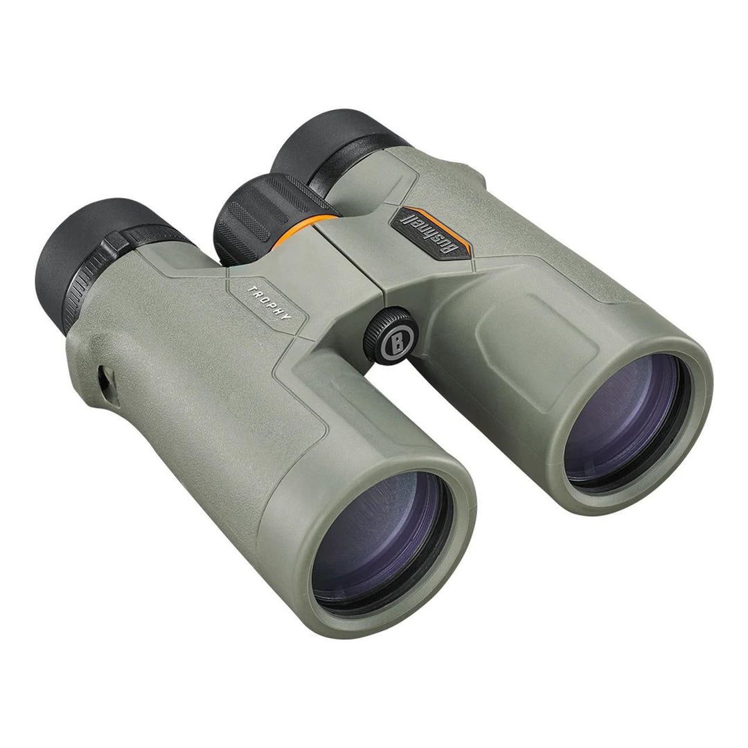 Chattanooga Bushnell Trophy binoculars 10x42mm with BaK4 roof prism, green Bone Collector design, outdoor wildlife viewing equipment