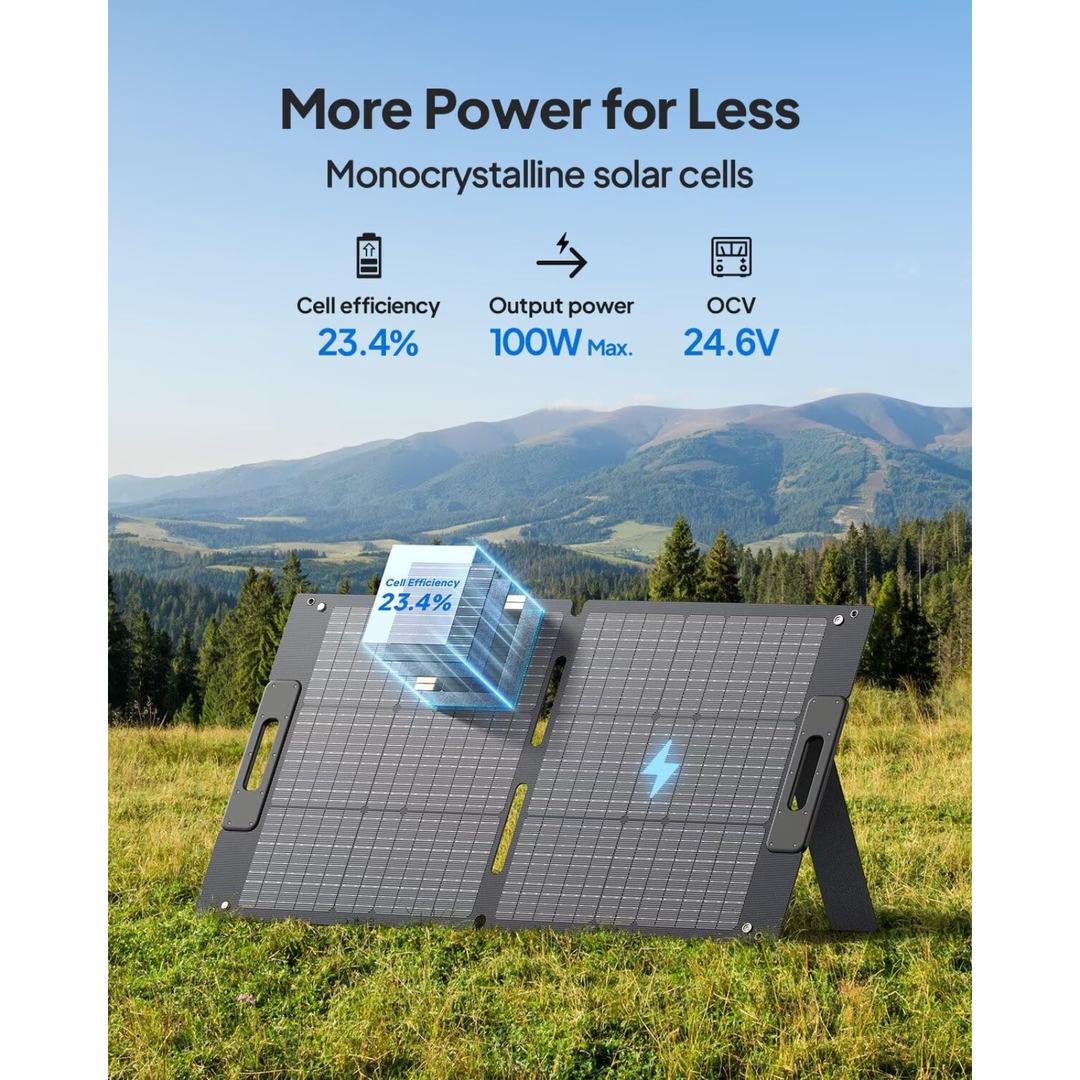 Bluetti 100W Foldable Solar Panel with Adjustable Kickstands For RV Camping - POWER FIT SHOP — Powering Preparedness, Health &amp; Home