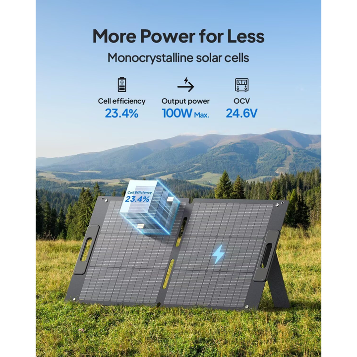 Bluetti 100W Foldable Solar Panel with Adjustable Kickstands For RV Camping - POWER FIT SHOP — Powering Preparedness, Health &amp; Home